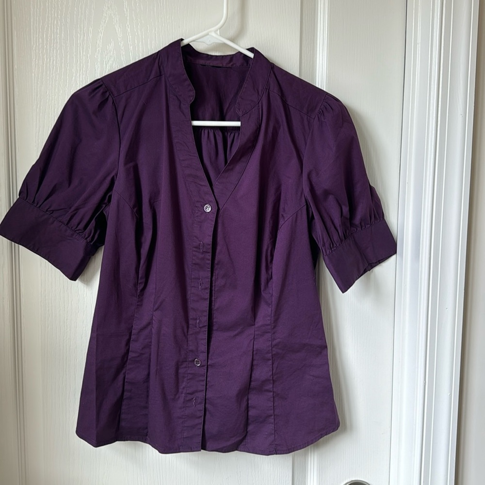 Women short sleeve shirt, purple, small